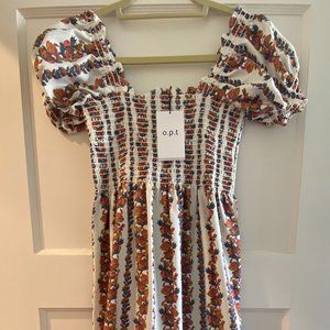 o.p.t. Smocked Floral Midi Dress NWT Small